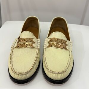 Sandro Cream Loafers with Brown Accents
